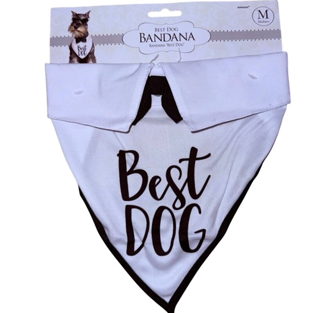 Wedding amscan Best Dog Funny Pet Accessory Bandana new with tags black white